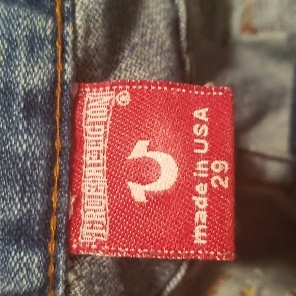 VINTAGE TRUE RELIGION DISTRESSED FLARE PATCHWORK JEANS SZ 8/29 - Picture 3 of 12